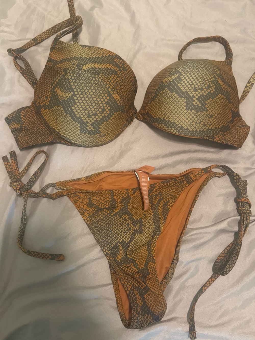 SKIMS Brown Snake Print Push-Up Bikini Set